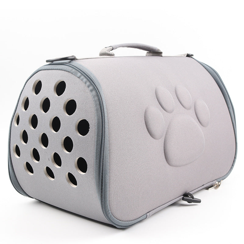 Outgoing Foldable Pet Backpack Solid Color Footprint EVA Pet Folding Bag Dog Outgoing Shoulder Bag