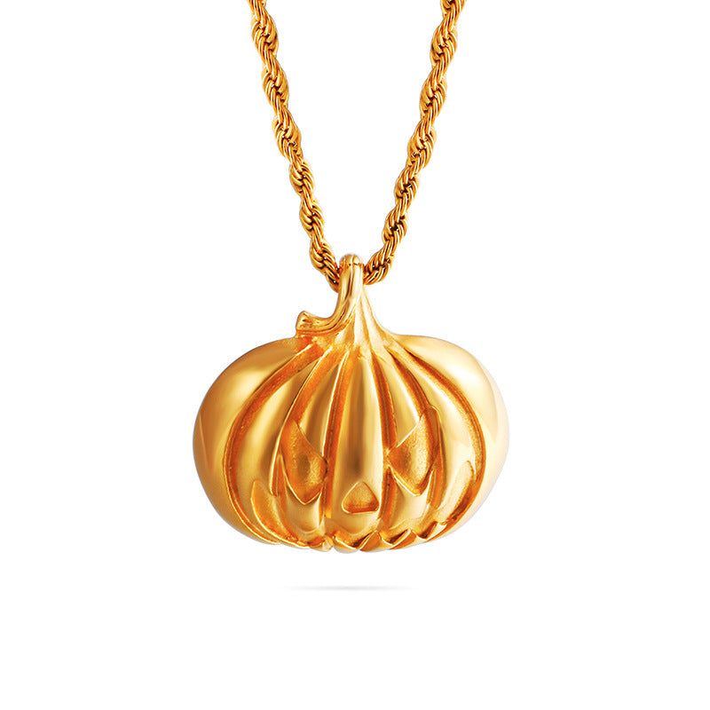 Factory direct foreign trade titanium steel accessories wholesale Halloween pumpkin pendant handmade DIY titanium steel jewelry accessories