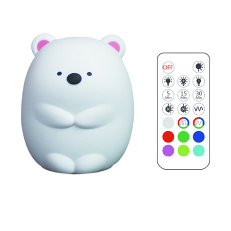 Mini cartoon colorful bear color changing silicone night light USB charging cartoon LED night light remote control pat light