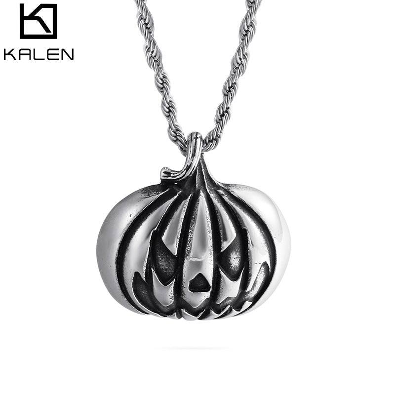 Factory direct foreign trade titanium steel accessories wholesale Halloween pumpkin pendant handmade DIY titanium steel jewelry accessories