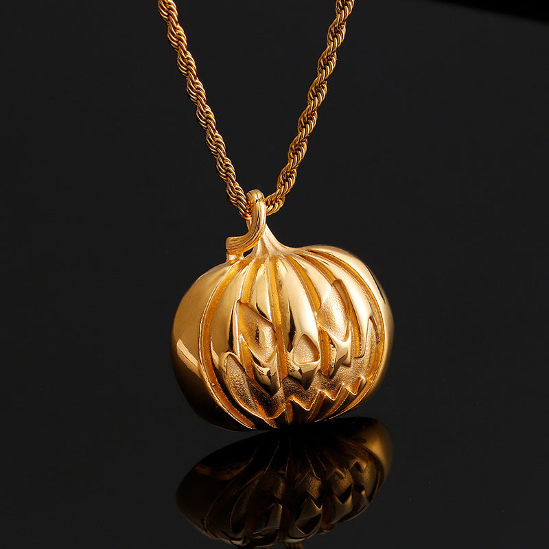 Factory direct foreign trade titanium steel accessories wholesale Halloween pumpkin pendant handmade DIY titanium steel jewelry accessories