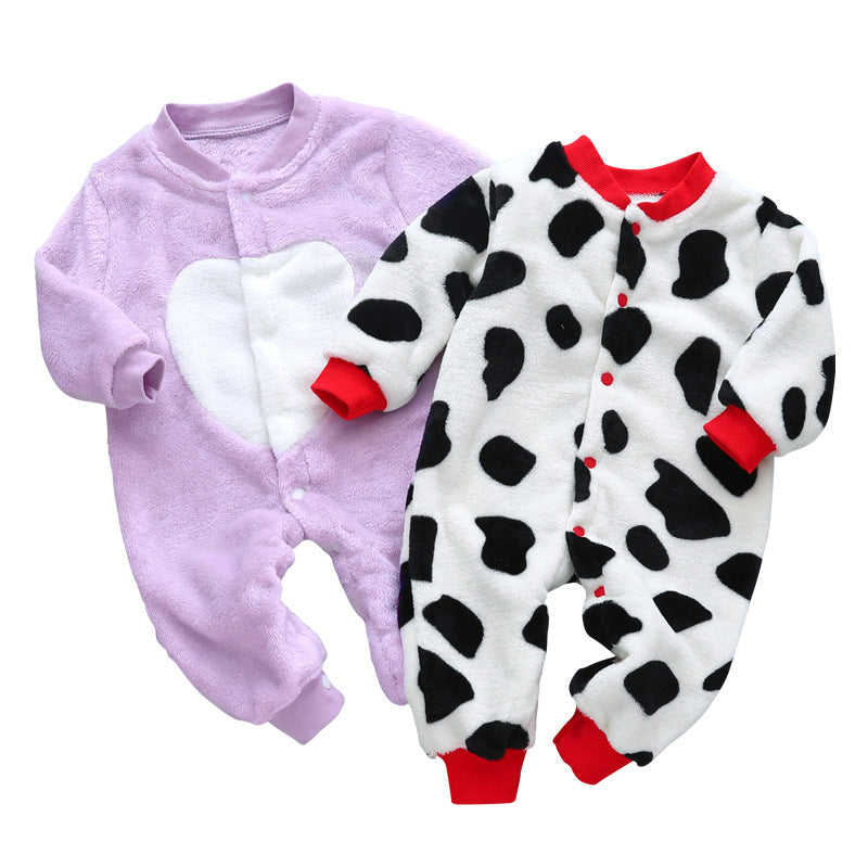 Baby one-piece pajamas spring, autumn and winter models thickened romper 0-1-2 years old male and female baby climbing suit newborn clothes