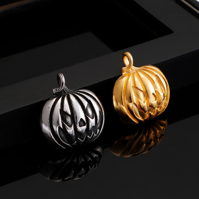 Factory direct foreign trade titanium steel accessories wholesale Halloween pumpkin pendant handmade DIY titanium steel jewelry accessories