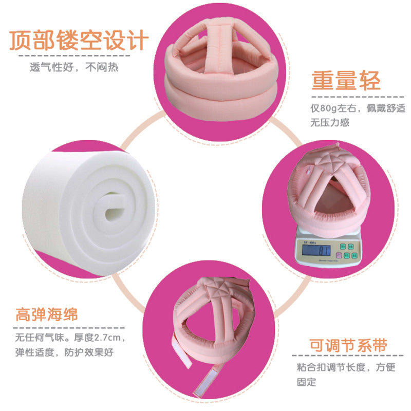 Baby toddler safety helmet anti-fall head protection hat baby anti-collision hat linen fabric sweat-absorbent breathable summer style