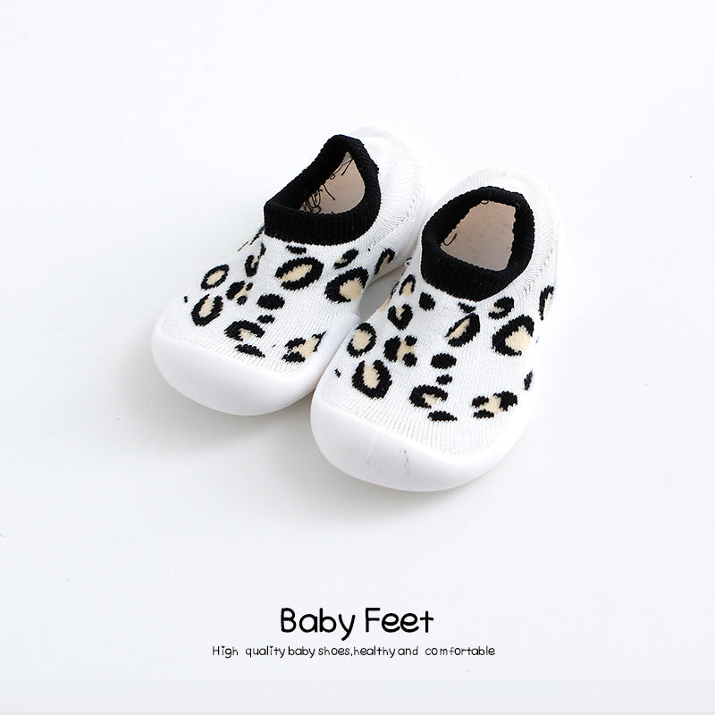 Factory goods ins Korean version of spring and summer leopard print children's indoor shoes wear-resistant non-slip baby socks shoes baby toddler shoes