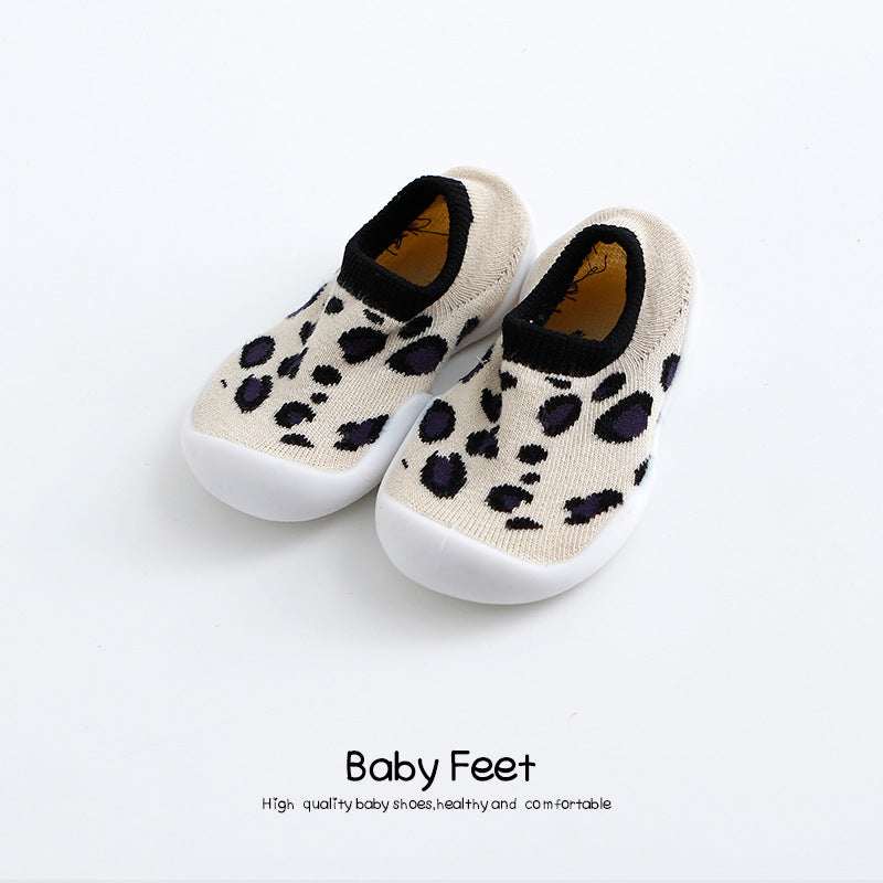 Factory goods ins Korean version of spring and summer leopard print children's indoor shoes wear-resistant non-slip baby socks shoes baby toddler shoes