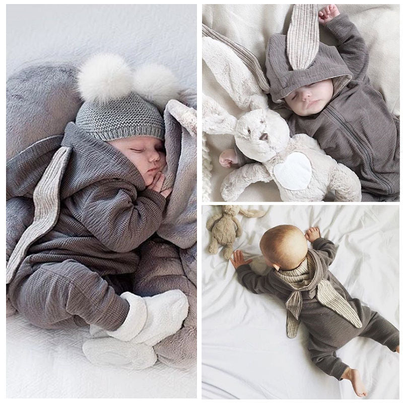 ins foreign trade wish Amazon hot sale baby child big ears rabbit conjoined l hooded zipper climbing suit ha