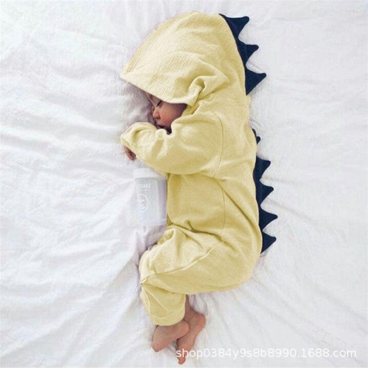 2019 foreign trade INS fashion Europe and the United States cute dinosaur hooded one-piece baby romper romper seven colors four yards