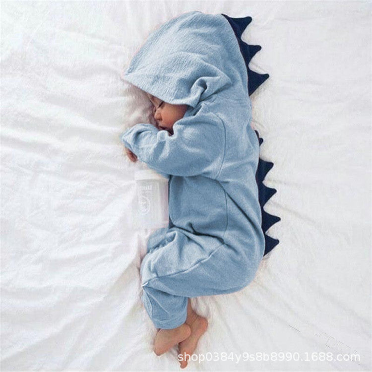 2019 foreign trade INS fashion Europe and the United States cute dinosaur hooded one-piece baby romper romper seven colors four yards