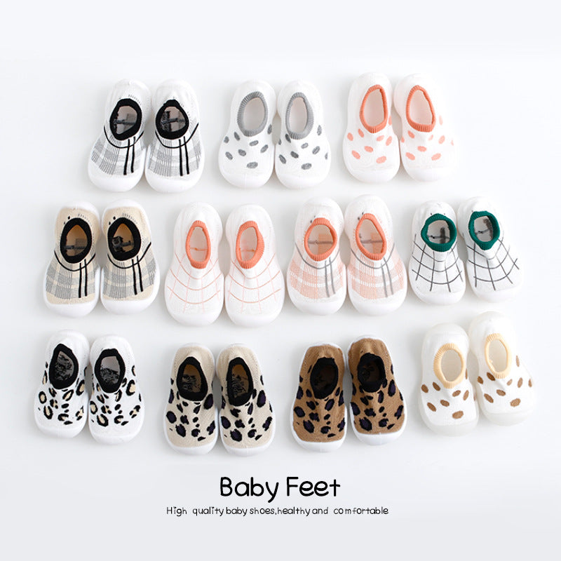 Factory goods ins Korean version of spring and summer leopard print children's indoor shoes wear-resistant non-slip baby socks shoes baby toddler shoes