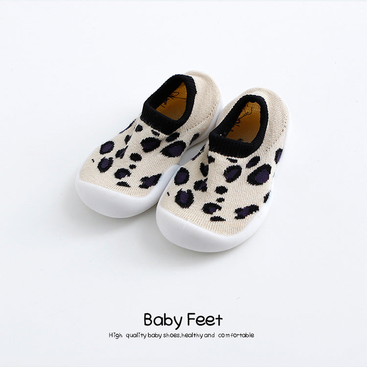 Factory goods ins Korean version of spring and summer leopard print children's indoor shoes wear-resistant non-slip baby socks shoes baby toddler shoes