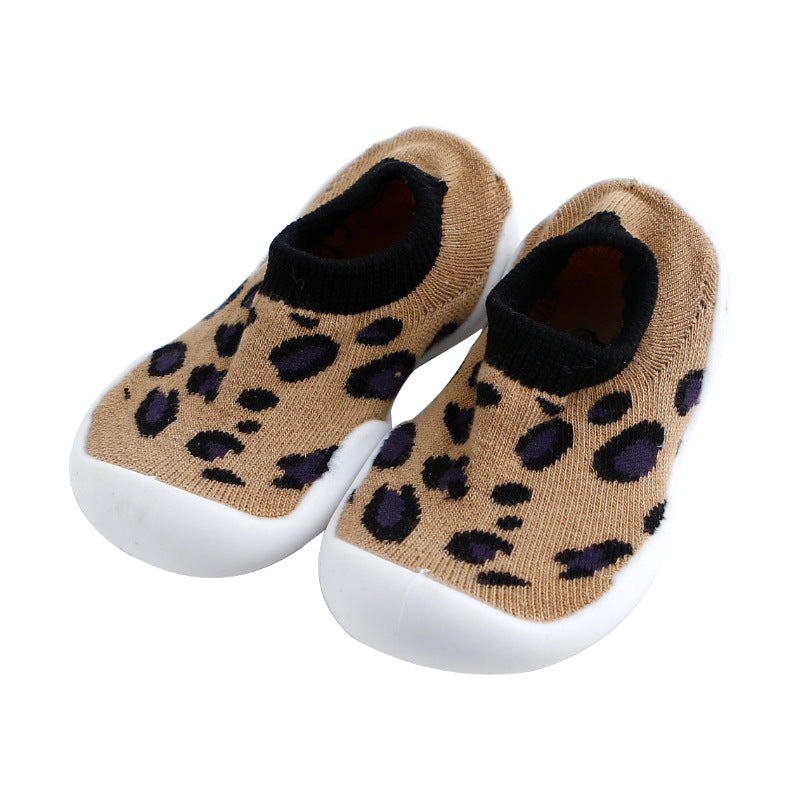 Factory goods ins Korean version of spring and summer leopard print children's indoor shoes wear-resistant non-slip baby socks shoes baby toddler shoes