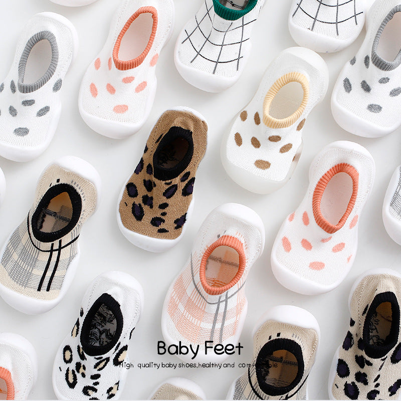 Factory goods ins Korean version of spring and summer leopard print children's indoor shoes wear-resistant non-slip baby socks shoes baby toddler shoes