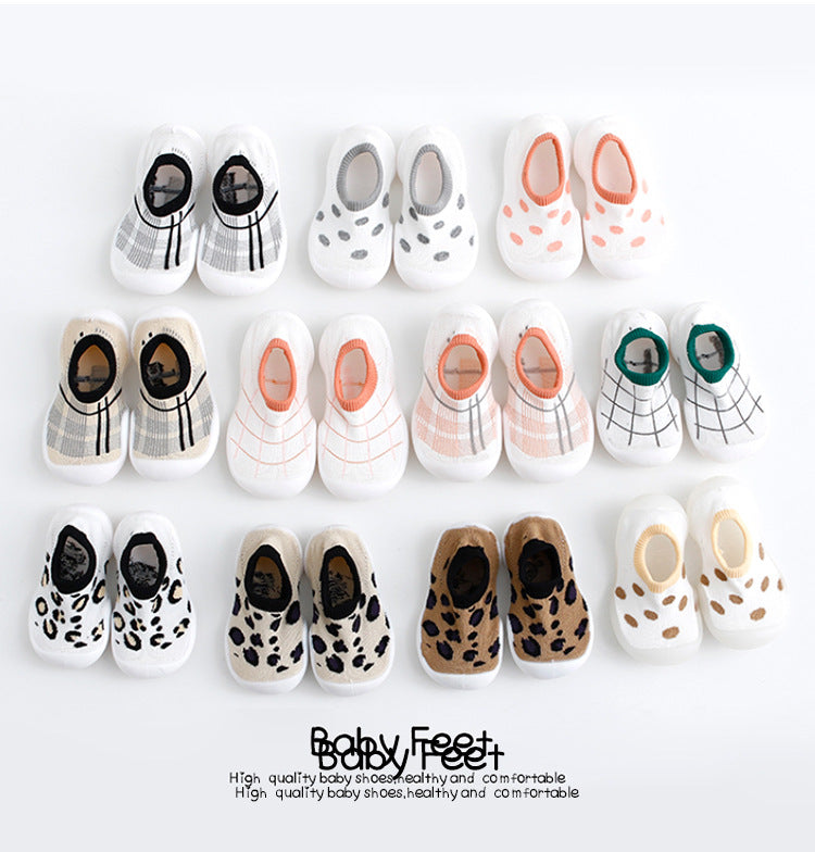 Factory goods ins Korean version of spring and summer leopard print children's indoor shoes wear-resistant non-slip baby socks shoes baby toddler shoes
