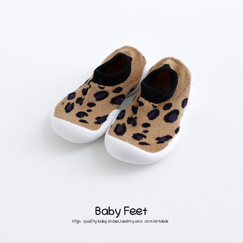 Factory goods ins Korean version of spring and summer leopard print children's indoor shoes wear-resistant non-slip baby socks shoes baby toddler shoes