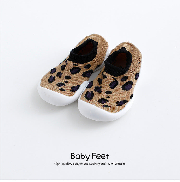 Factory goods ins Korean version of spring and summer leopard print children's indoor shoes wear-resistant non-slip baby socks shoes baby toddler shoes