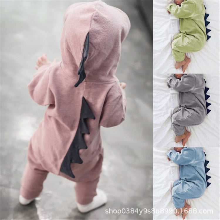 2019 foreign trade INS fashion Europe and the United States cute dinosaur hooded one-piece baby romper romper seven colors four yards