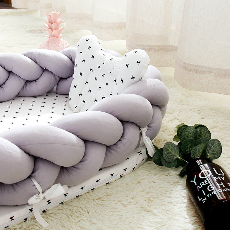 Hemei cotton woven portable baby pillow bed mid-bed bionic detachable and washable baby nest three-dimensional protective baby bed