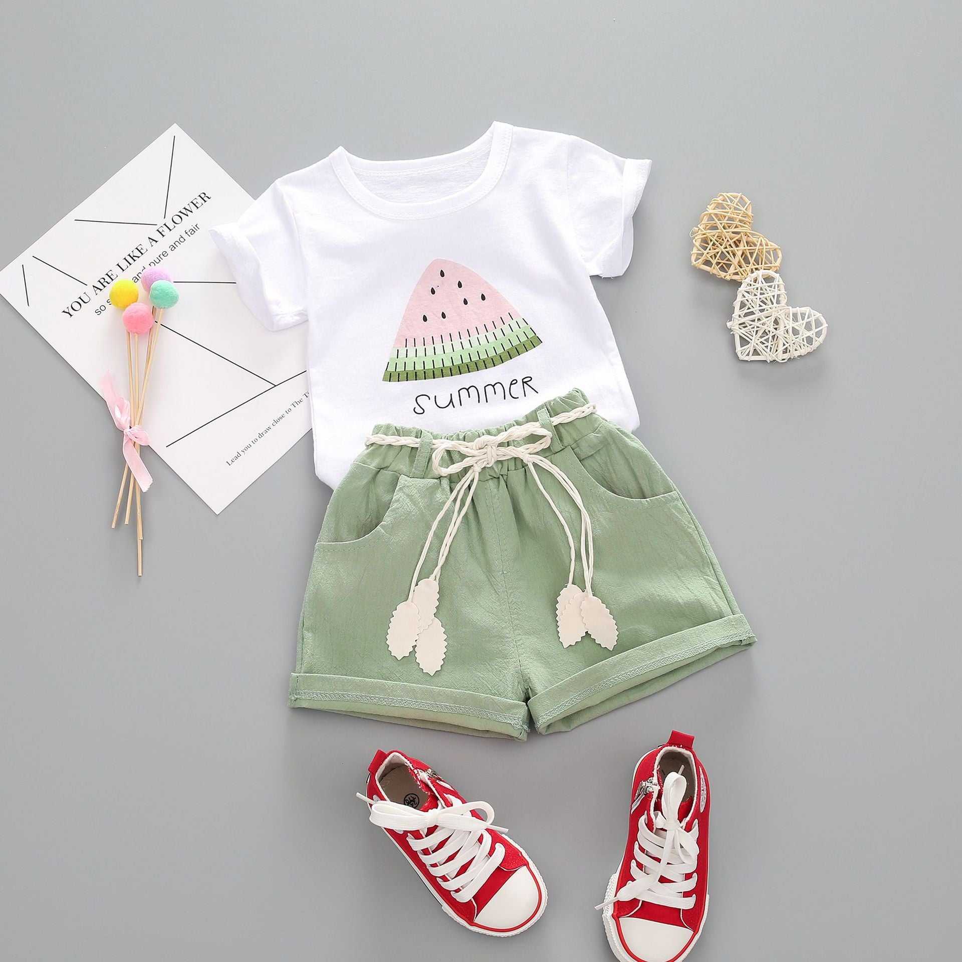 Infant and baby children's clothing summer new style clothing children's cartoon short-sleeved casual T-shirt suit two-piece set wholesale