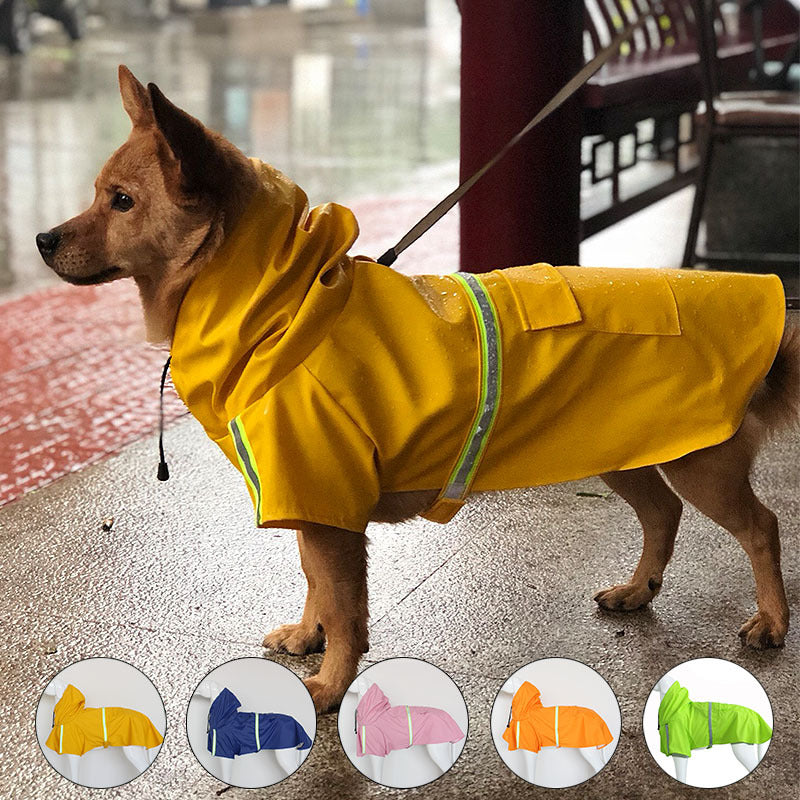 Cross-border hot style dog clothes spring and summer clothes cape reflective pet raincoats hooded windproof raincoats for dogs