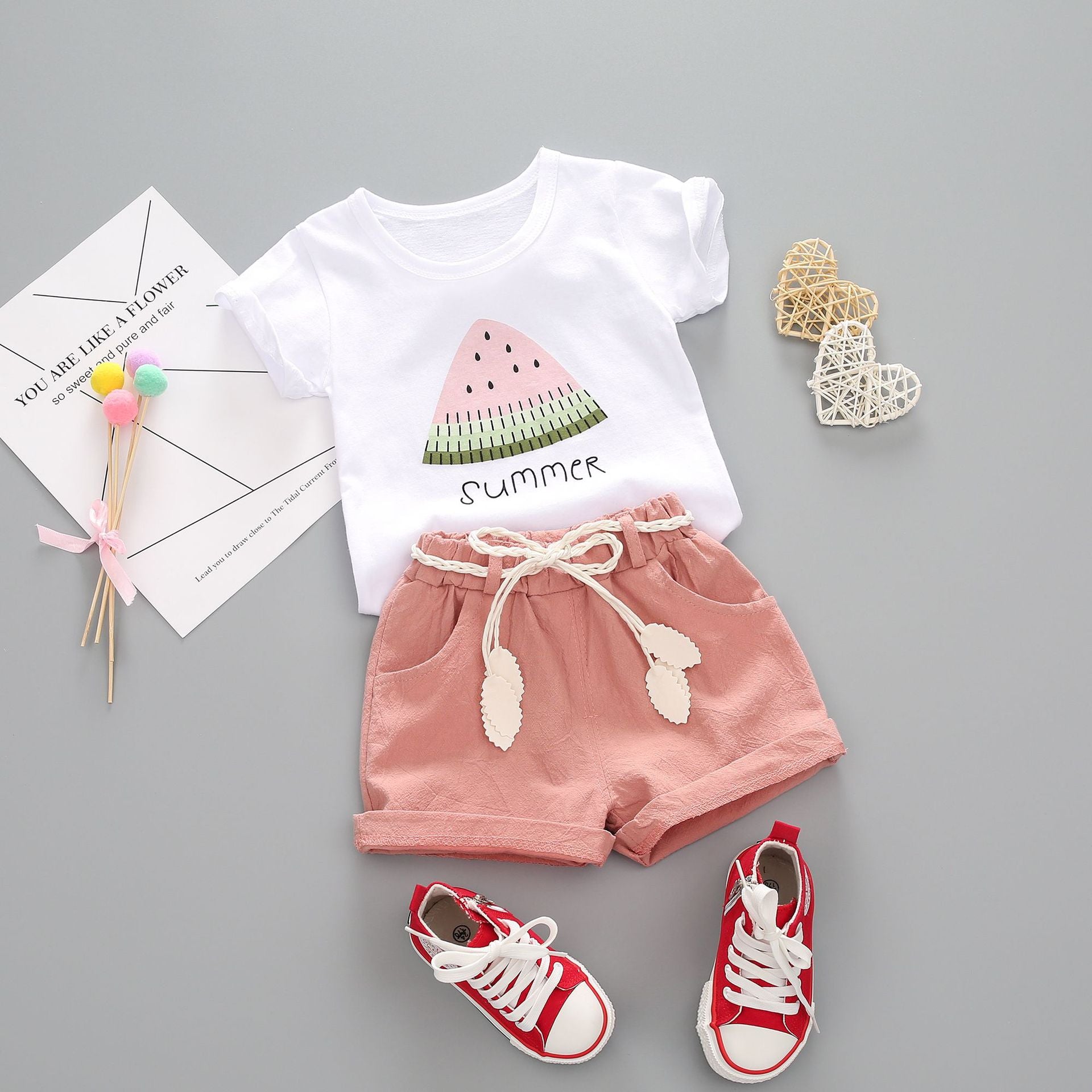 Infant and baby children's clothing summer new style clothing children's cartoon short-sleeved casual T-shirt suit two-piece set wholesale
