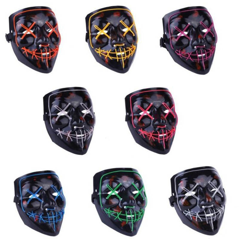 Spot Amazon Halloween EL glow mask Black light cold mask KTV dance party led mask