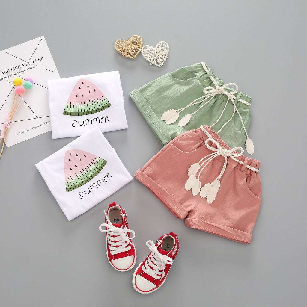 Infant and baby children's clothing summer new style clothing children's cartoon short-sleeved casual T-shirt suit two-piece set wholesale