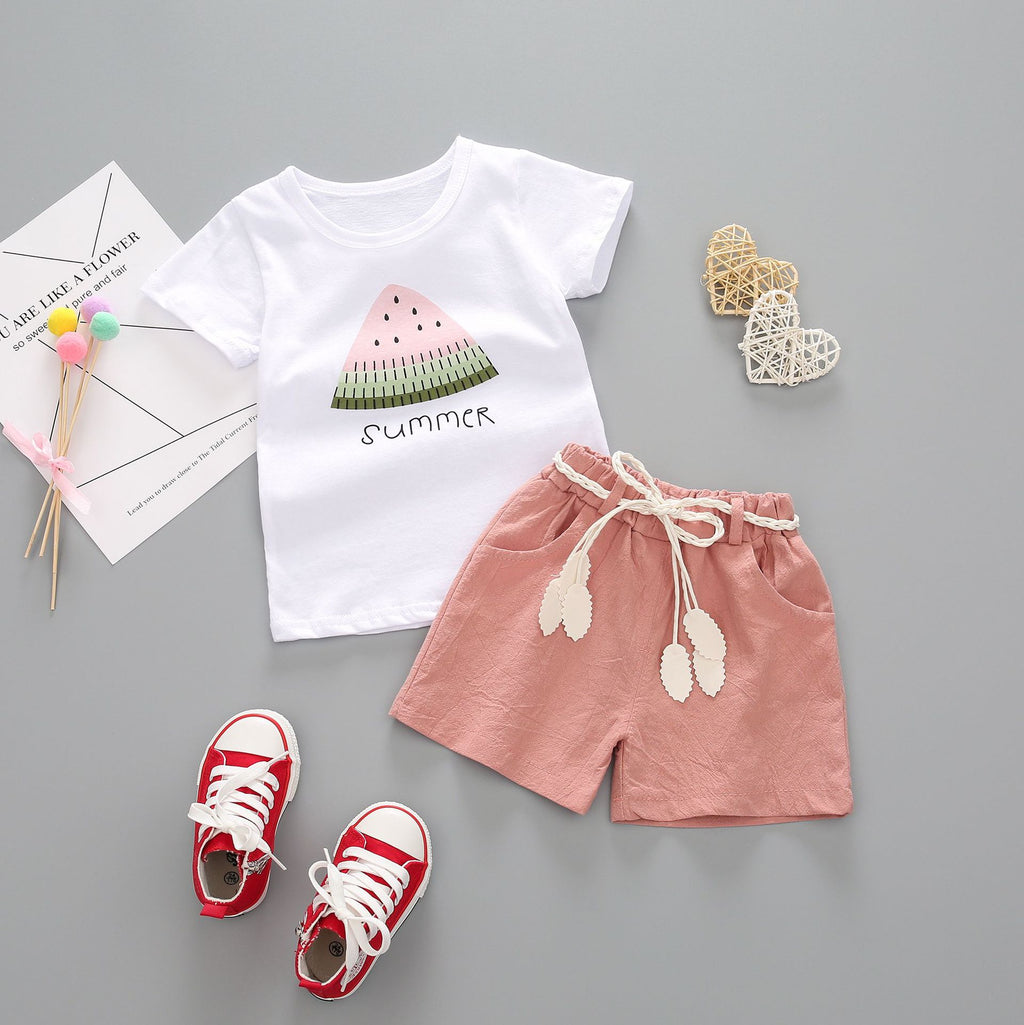 Infant and baby children's clothing summer new style clothing children's cartoon short-sleeved casual T-shirt suit two-piece set wholesale
