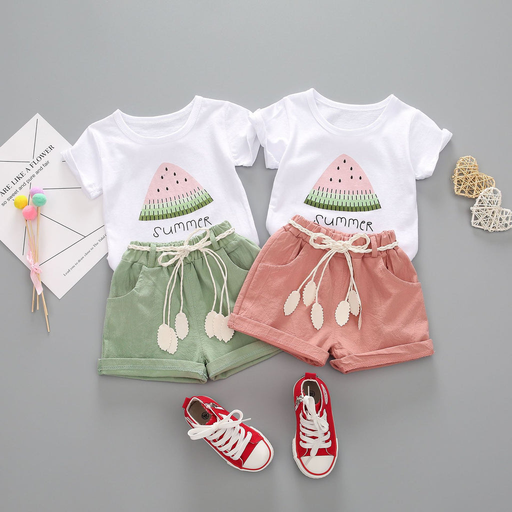 Infant and baby children's clothing summer new style clothing children's cartoon short-sleeved casual T-shirt suit two-piece set wholesale
