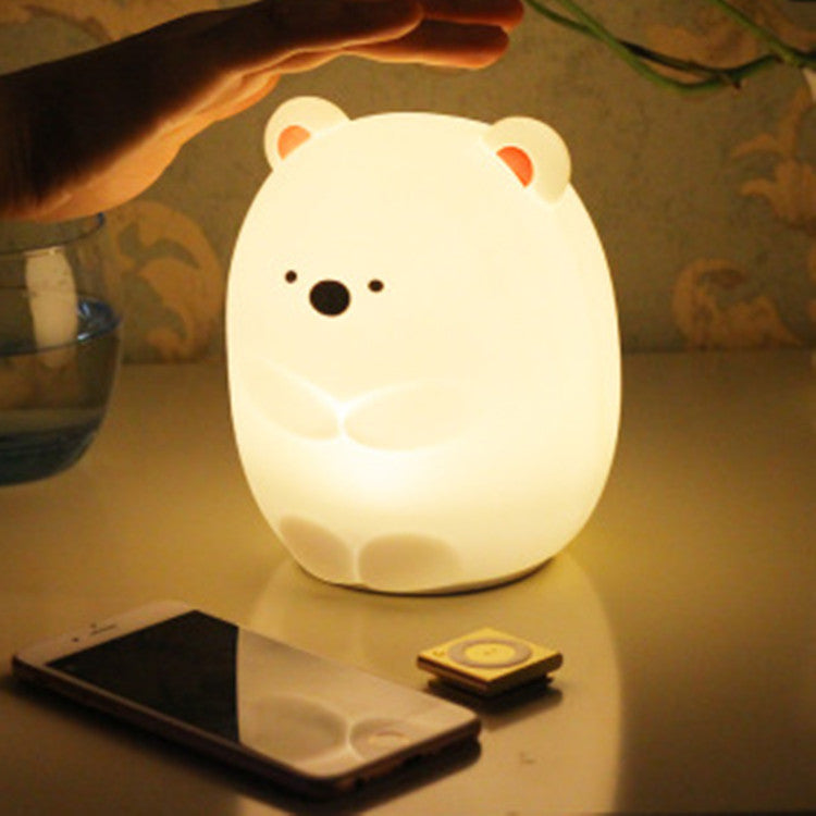 Mini cartoon colorful bear color changing silicone night light USB charging cartoon LED night light remote control pat light