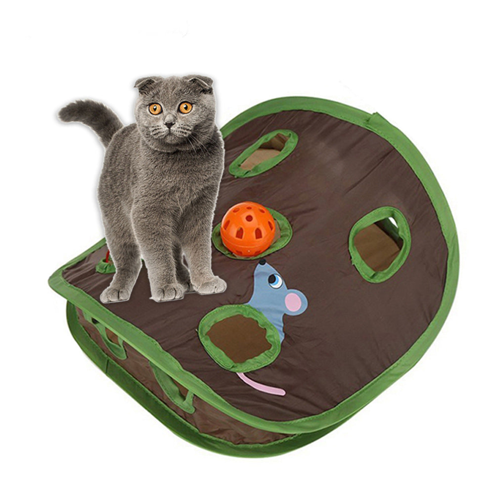 Cat hole foldable pet cat toy nine hole hole cat toy mouse hole cat scratch interesting ball bell nine hole mouse