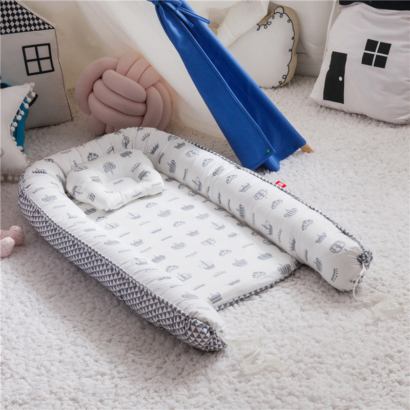 Cross-border folding removable and washable pressure-proof crib mid-bed bionic full detachable baby pillow travel crib