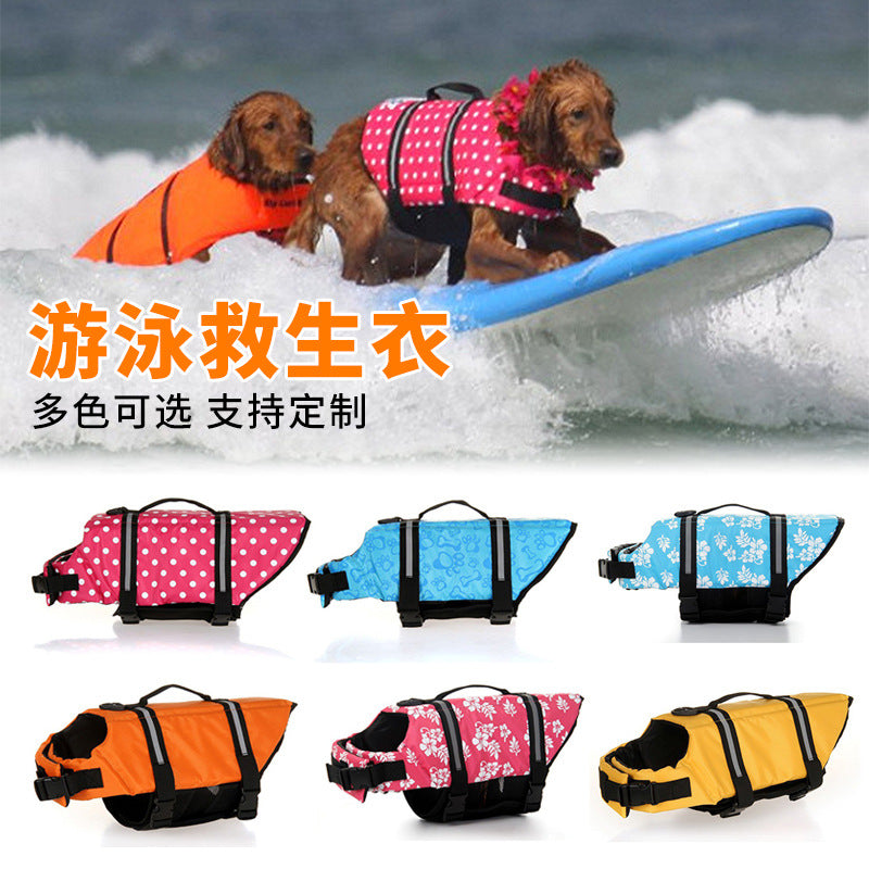 New European and American pet swimsuits, pet life jackets, Amazon hot-selling dog safety clothes, large dog swimming clothes
