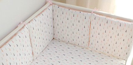 Baby crib surround ins new cartoon embroidery pure cotton anti-collision free combination gauze bed back baby bedding