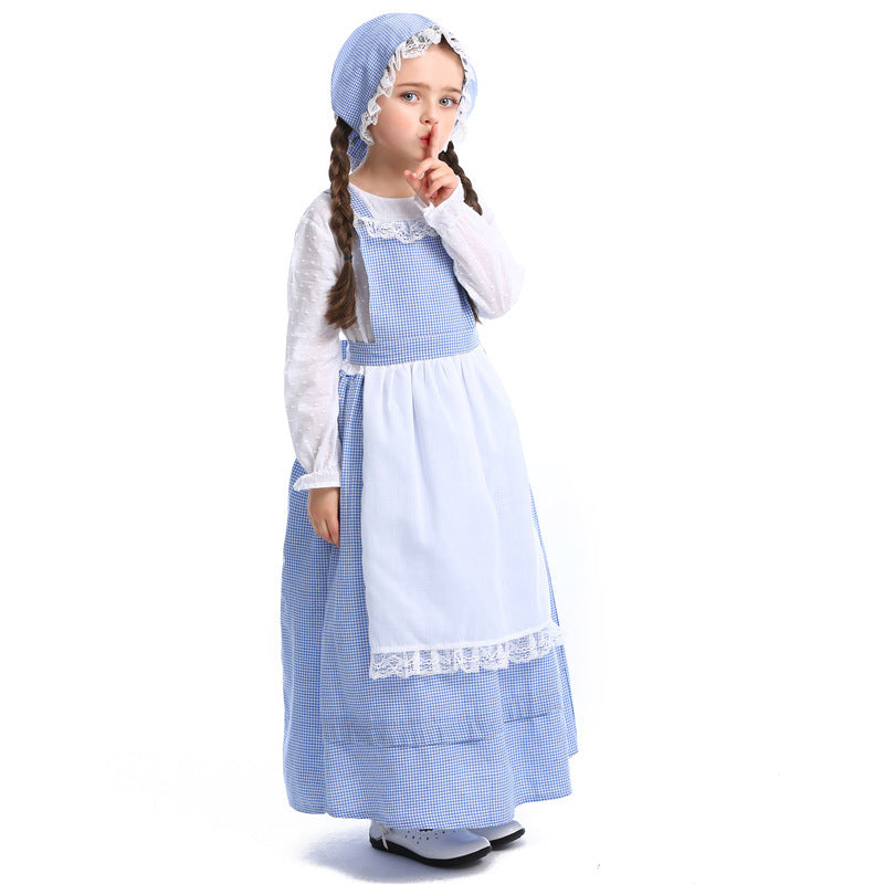 Children's drama stage performance costume Halloween costume European pastoral style farm dress flower shop girl dress