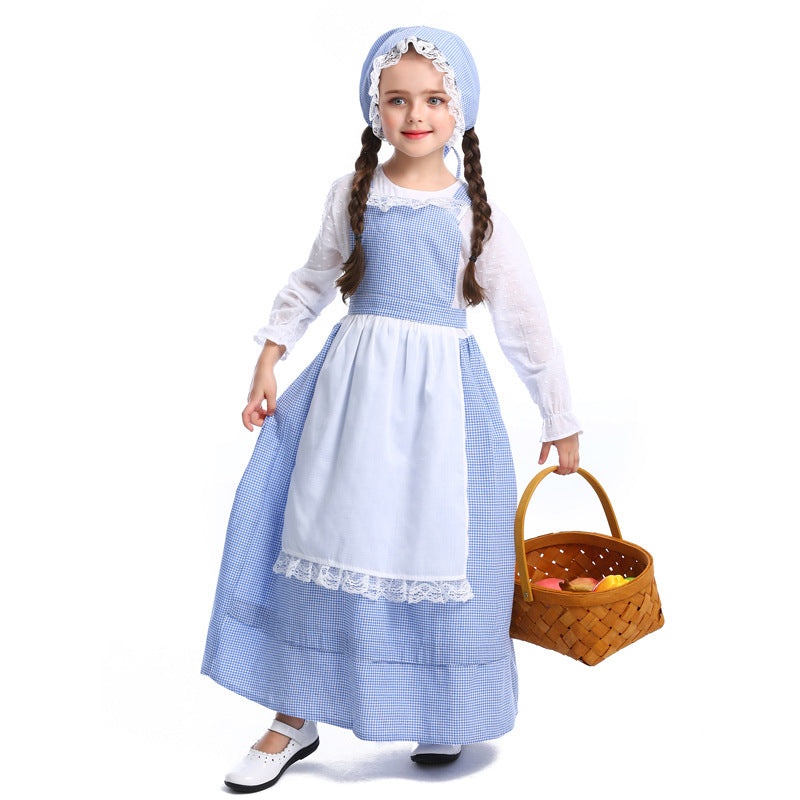Children's drama stage performance costume Halloween costume European pastoral style farm dress flower shop girl dress
