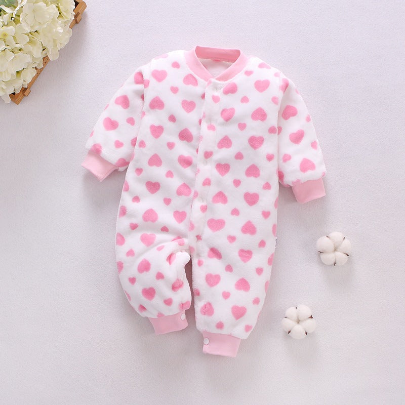 Baby one-piece pajamas spring, autumn and winter models thickened romper 0-1-2 years old male and female baby climbing suit newborn clothes