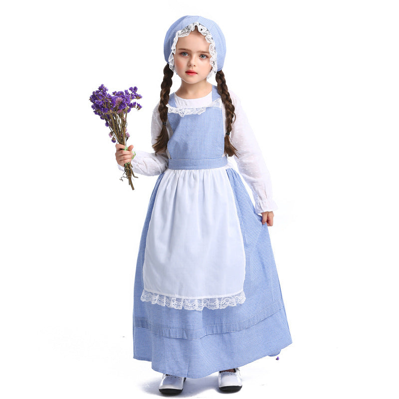 Children's drama stage performance costume Halloween costume European pastoral style farm dress flower shop girl dress
