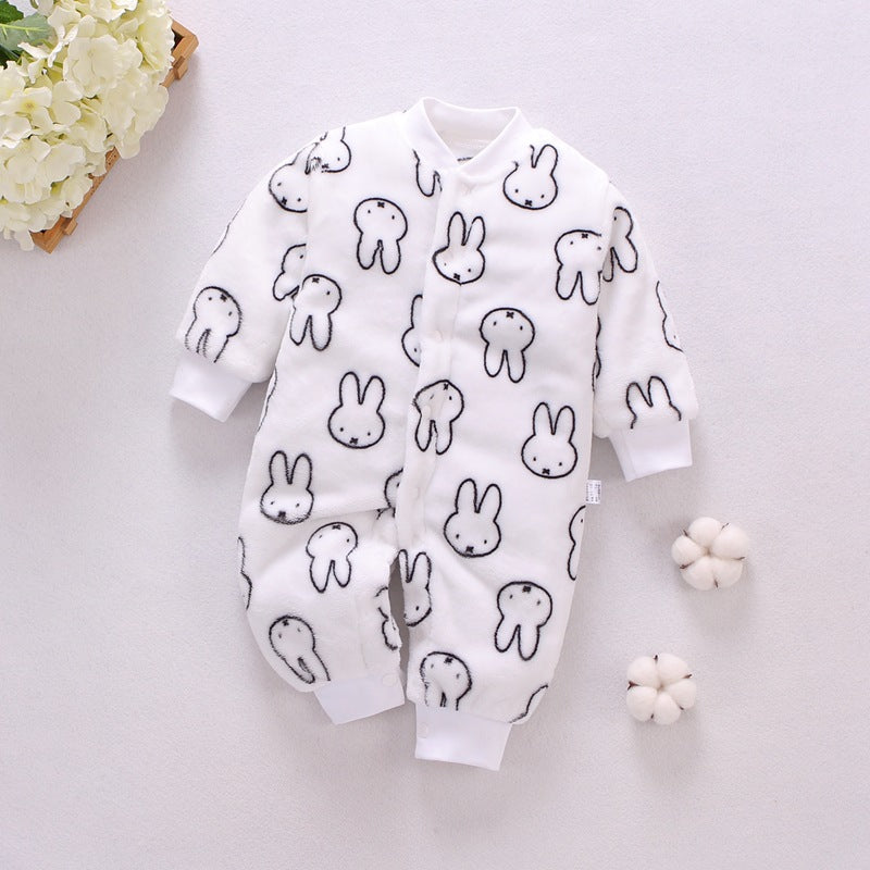 Baby one-piece pajamas spring, autumn and winter models thickened romper 0-1-2 years old male and female baby climbing suit newborn clothes