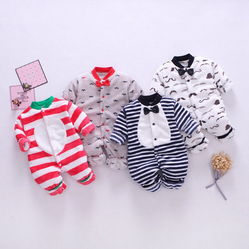 Baby one-piece pajamas spring, autumn and winter models thickened romper 0-1-2 years old male and female baby climbing suit newborn clothes
