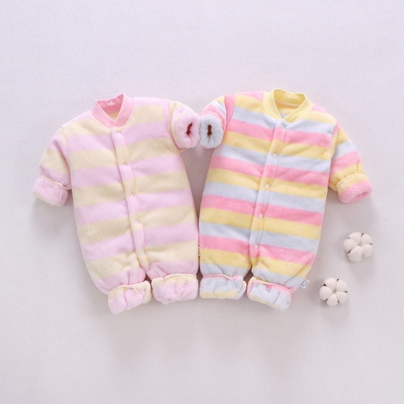 Baby one-piece pajamas spring, autumn and winter models thickened romper 0-1-2 years old male and female baby climbing suit newborn clothes