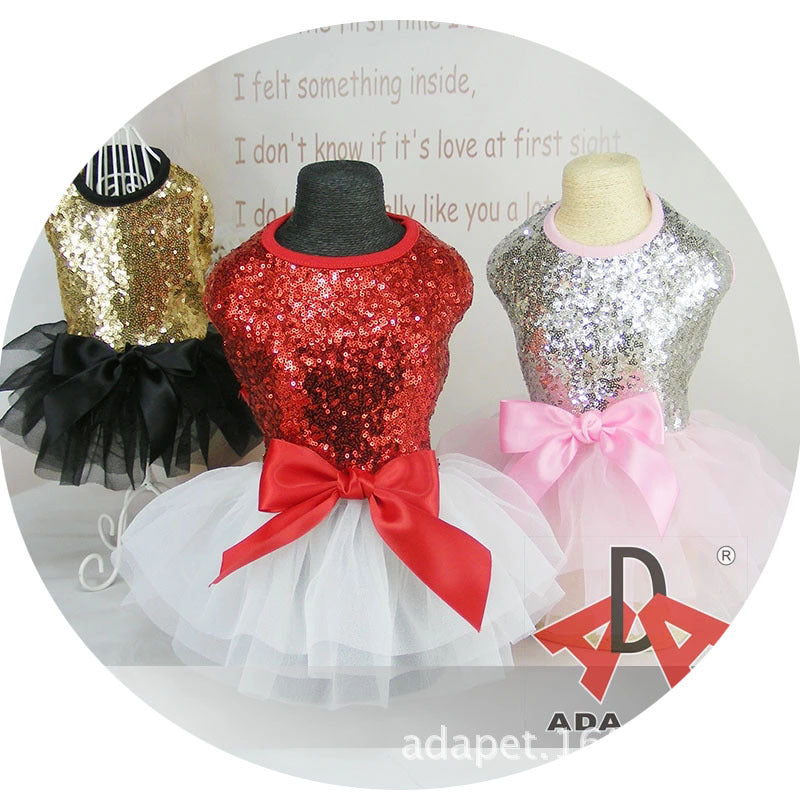 Pet clothing dog clothes pet skirt pet sequin skirt fashion bow skirt