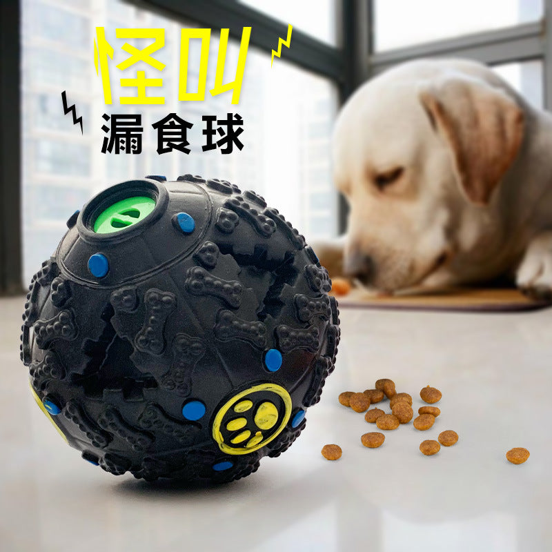 Food leaking ball dog food ball colorful weird sound grinding teeth resistant to bite rocking sound toy educational cross-border pet supplies