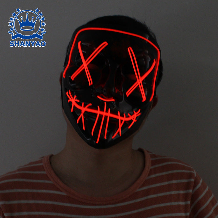 led luminous mask halloween dress up props EL luminous mask masquerade party cold light strip ghost mask