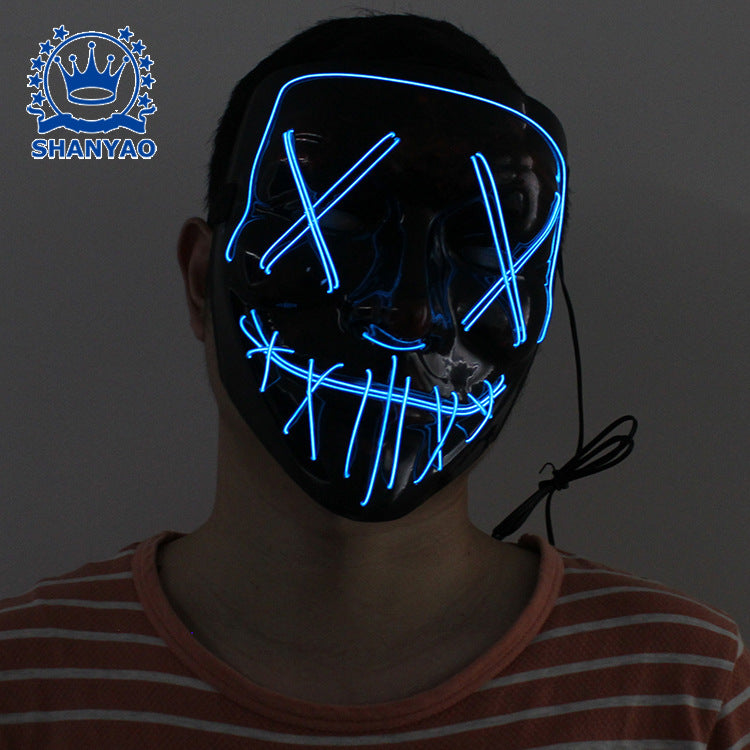 led luminous mask halloween dress up props EL luminous mask masquerade party cold light strip ghost mask