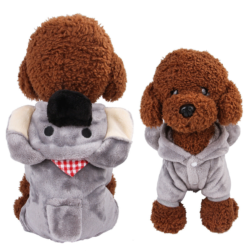T Manufacturer New Pet Clothes Coral Fleece Puppy Clothes Cartoon Elk Dog Transformation Clothes Autumn and Winter