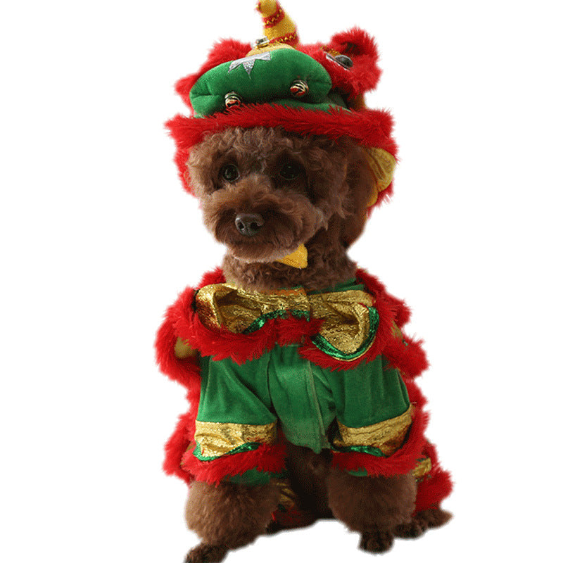 Net celebrity vibrato with the same style of dog lion dance costume festive costume pet funny and funny transformed into lion head clothes