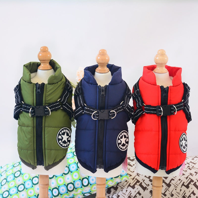 New product Amazon cross-border dog clothes chest and back one cotton waistcoat pet coat winter coat thick two-legged coat