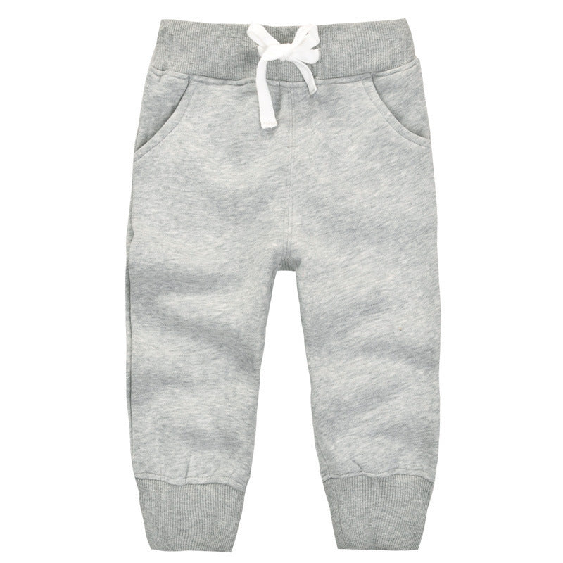 momscare children's clothing boys and girls winter plus velvet pants children's cotton pants baby sports pants thickened warm pants