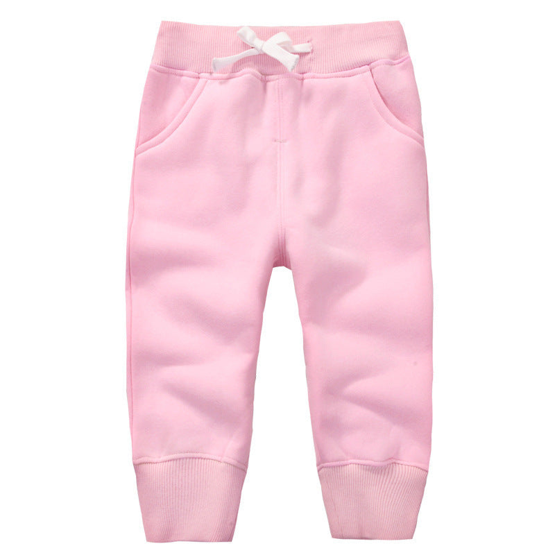 momscare children's clothing boys and girls winter plus velvet pants children's cotton pants baby sports pants thickened warm pants